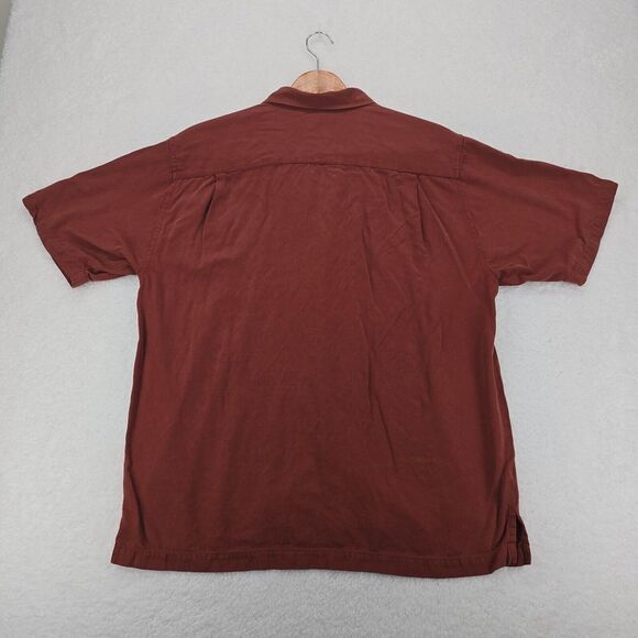 Tommy Bahama Classic 100% Silk Mens Shirt Short Sleeve Size Large Red‎ Color - Picture 9 of 16